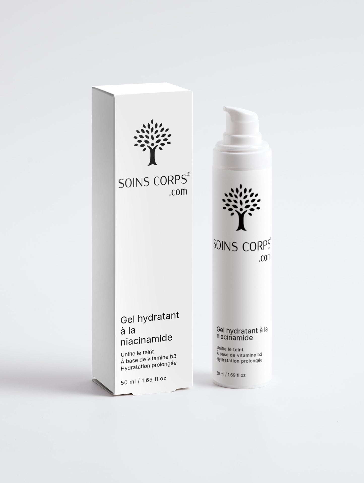 Gel Hydratant à la Vitamine B3 (Niacinamide 5 %) de soins corps.com, votre allié quotidien pour une peau hydratée